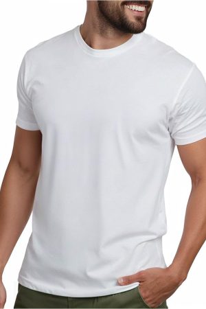 Men's Soft Cotton Blend Crew Neck T-shirt, S-4XL