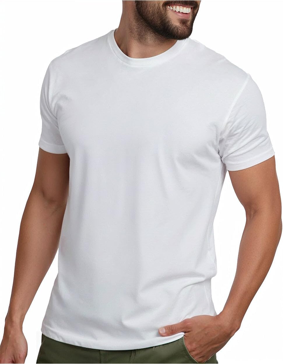 Men's Soft Cotton Blend Crew Neck T-shirt, S-4XL