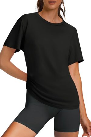 Workout Tops for Women UPF 50+ Breathable Quick Dry Loose Fit T Shirt Outdoor Yoga Running Hiking Gym Tee Top