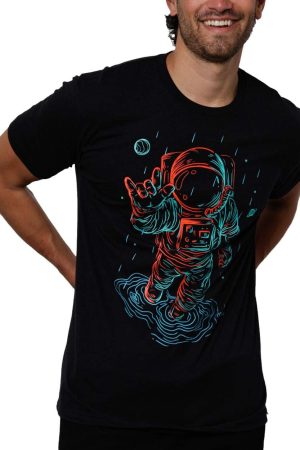 Men's Black Printed Plus Size T-Shirt