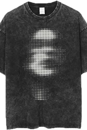 men Vintage Oversized Tee Shirts Hiphop Rapper Print Acid Wash Tops Streetwear Graphic Cotton Short Sleeve Black Shirt