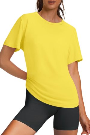 Workout Tops for Women UPF 50+ Breathable Quick Dry Loose Fit T Shirt Outdoor Yoga Running Hiking Gym Tee Top
