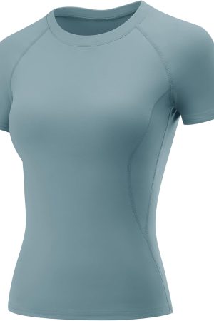 Womens Workout Tops Short Sleeve Raglan Athletic Shirts Yoga Gym Crewneck Quick Dry Tshirts