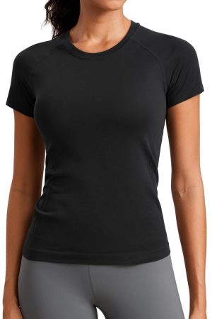 Seamless Workout Tops for Women Short Sleeve Athletic Tees Breathable Gym Running Yoga Tshirts Shirts