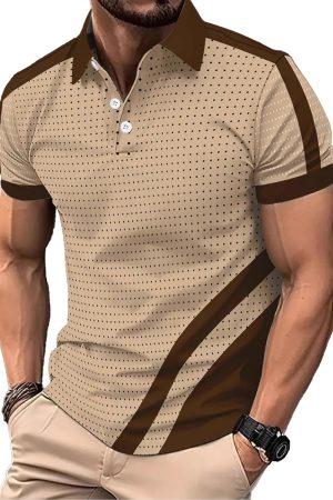 Men's Polo Shirts Short Sleeve  Casual Polo T Shirt Color Block Slim Fit Summer Collared Golf Shirts